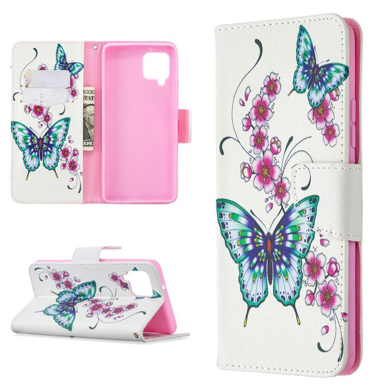 Etui Folio Samsung Galaxy A42 5G Motyle Akwarelowe Etui Ochronne