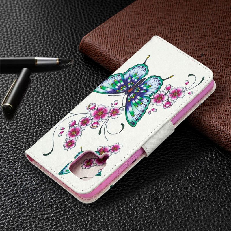 Etui Folio Samsung Galaxy A42 5G Motyle Akwarelowe Etui Ochronne