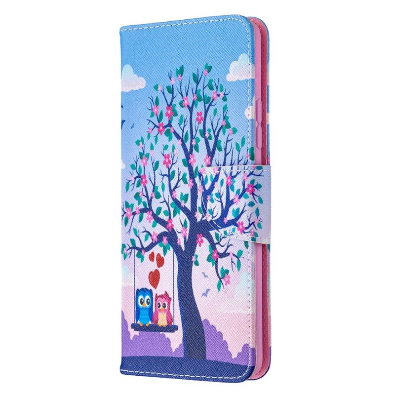 Etui Folio Samsung Galaxy A42 5G Sowy Na Huśtawce Etui Ochronne