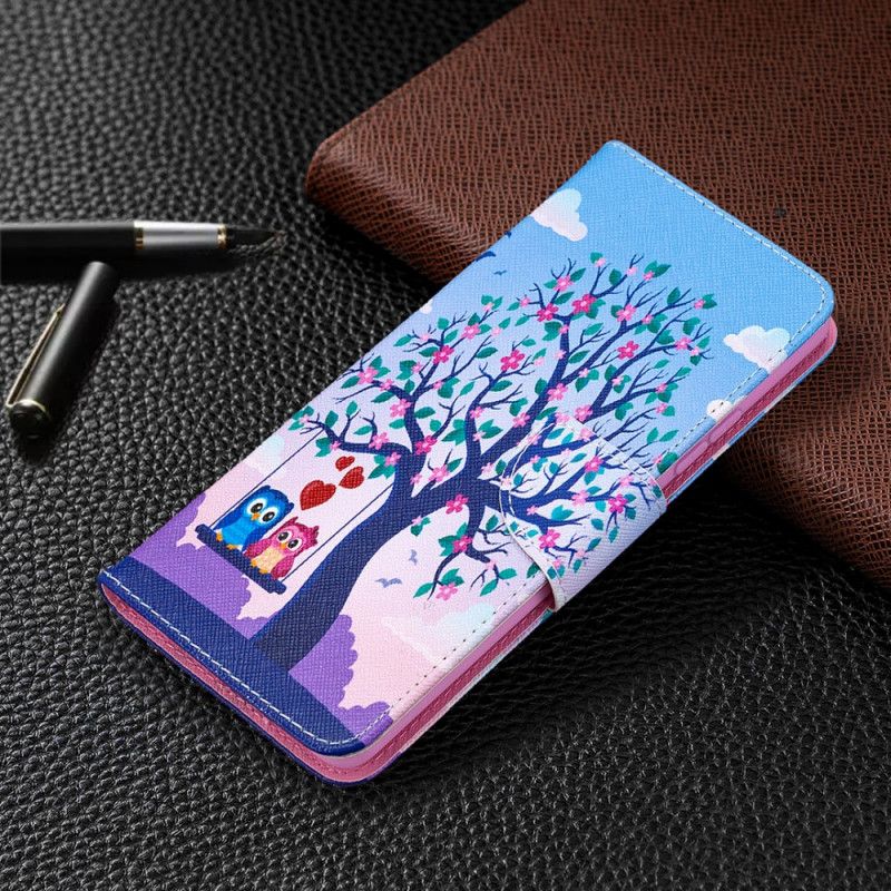 Etui Folio Samsung Galaxy A42 5G Sowy Na Huśtawce Etui Ochronne