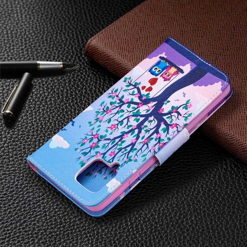 Etui Folio Samsung Galaxy A42 5G Sowy Na Huśtawce Etui Ochronne