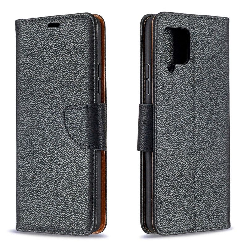 Etui Folio Samsung Galaxy A42 5G Szary Czarny Liczi Ukośny Płatek Etui Ochronne