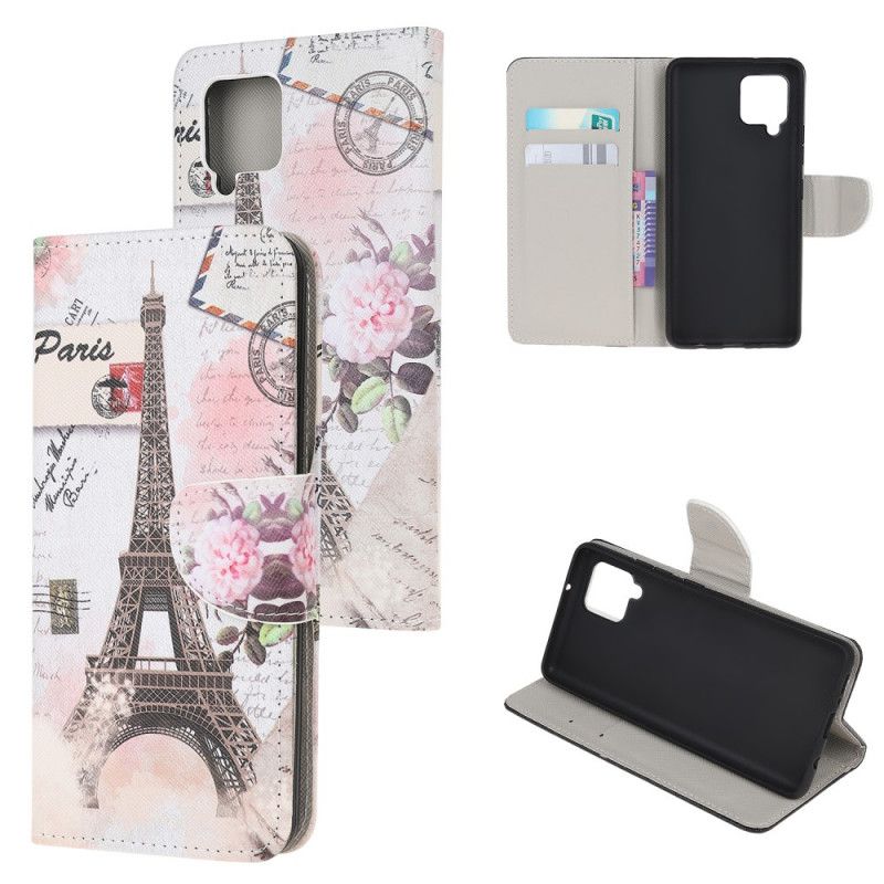 Etui Folio Samsung Galaxy A42 5G Wieża Eiffla W Stylu Retro