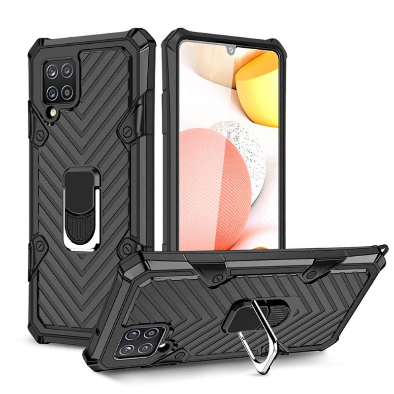 Etui Samsung Galaxy A42 5G Czerwony Czarny Hybryda Ze Wzorem Pierścienia Nośnego