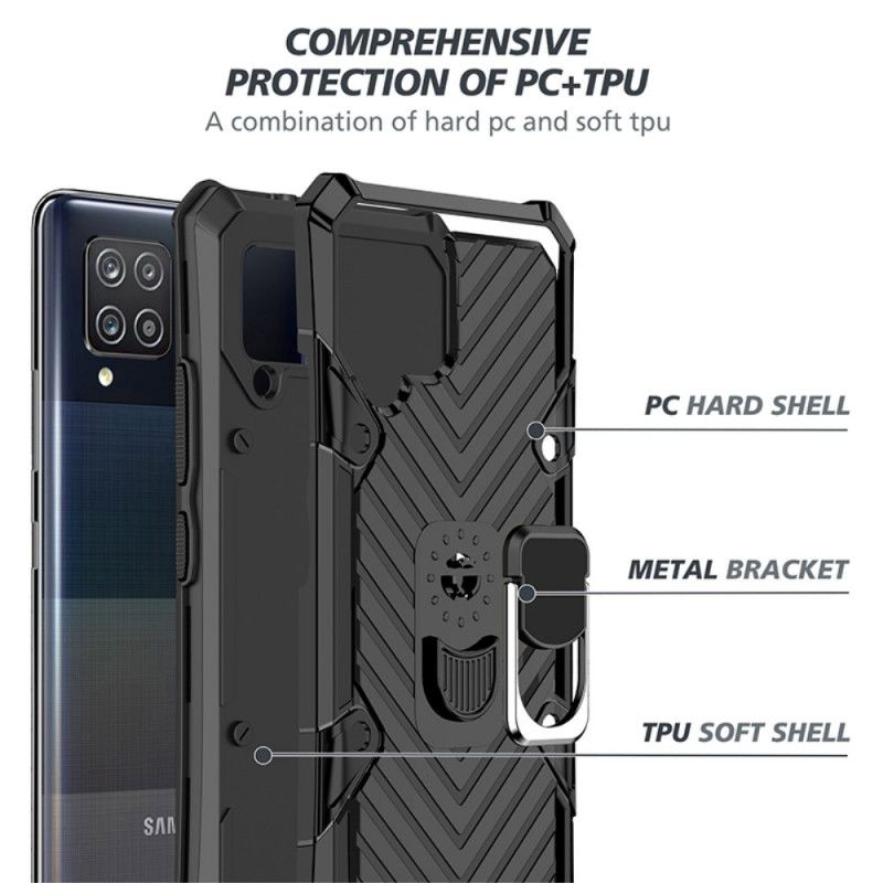 Etui Samsung Galaxy A42 5G Czerwony Czarny Hybryda Ze Wzorem Pierścienia Nośnego