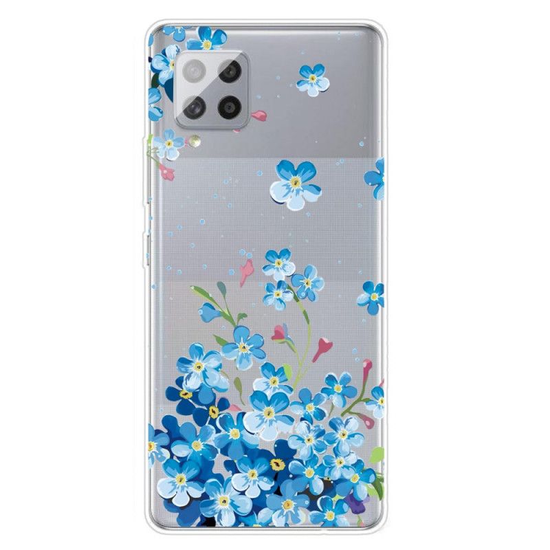 Etui Samsung Galaxy A42 5G Niebieskie Kwiaty