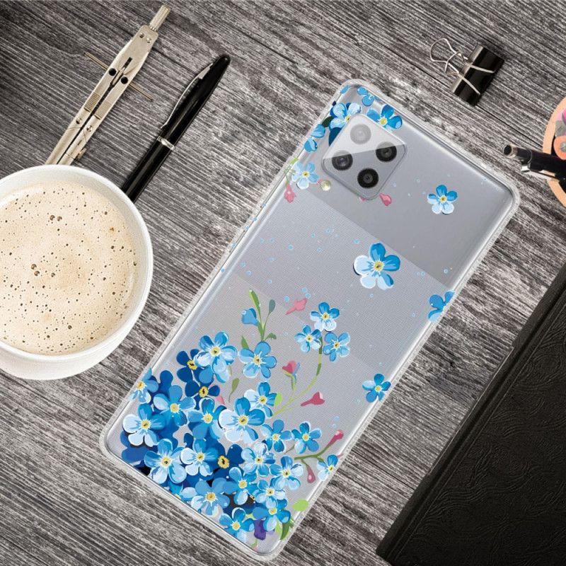 Etui Samsung Galaxy A42 5G Niebieskie Kwiaty