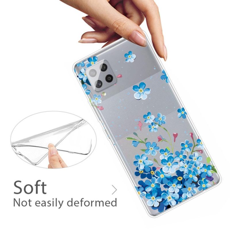 Etui Samsung Galaxy A42 5G Niebieskie Kwiaty