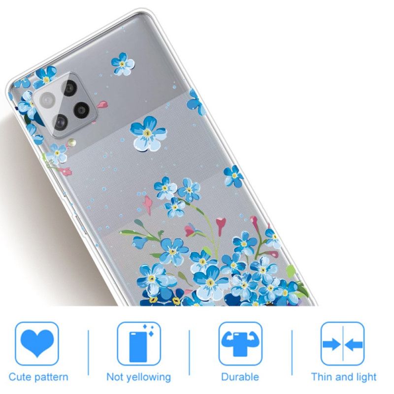 Etui Samsung Galaxy A42 5G Niebieskie Kwiaty