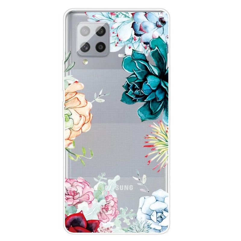 Etui Samsung Galaxy A42 5G Przezroczyste Kwiaty W Akwareli