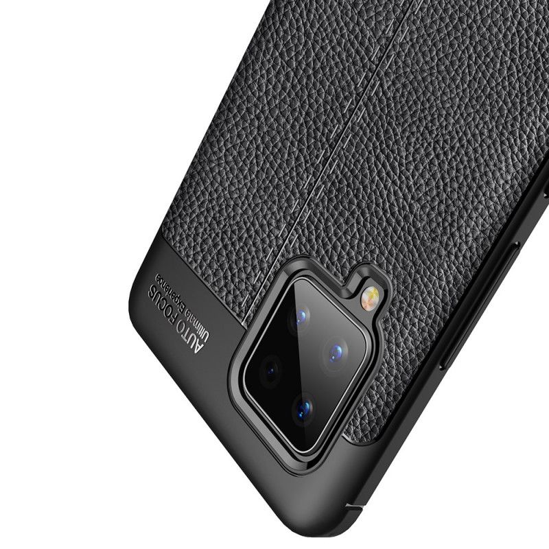 Futerały Samsung Galaxy A42 5G Czerwony Czarny Efekt Skóry Z Podwójną Linią Liczi