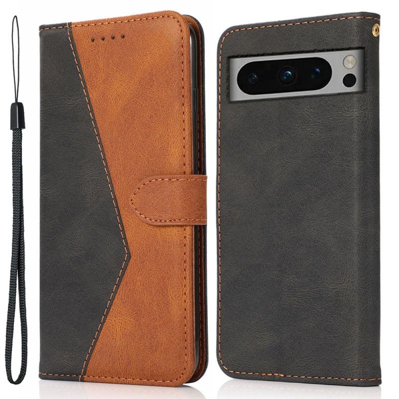 Etui Folio Do Google Pixel 8 Pro Dwukolorowy Pasek