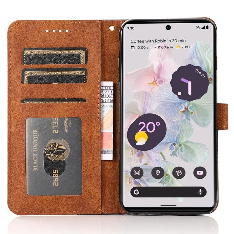 Etui Folio Do Google Pixel 8 Pro Dwukolorowy Pasek