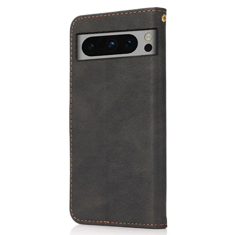 Etui Folio Do Google Pixel 8 Pro Dwukolorowy Pasek