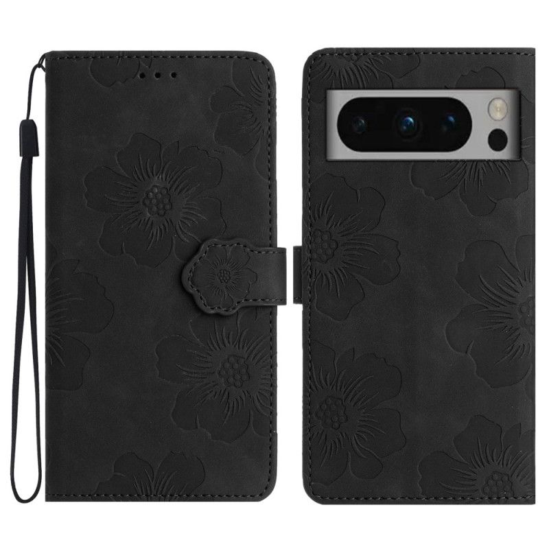 Etui Folio Google Pixel 8 Pro Kwiaty Ze Smyczą