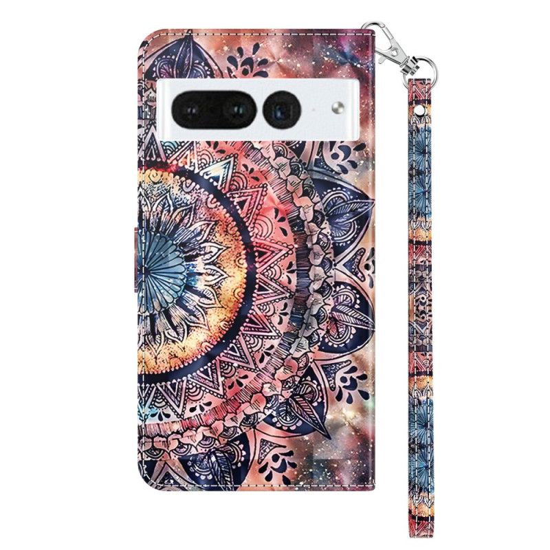 Skórzany Futerał Google Pixel 8 Pro Etui Na Telefon Kolorowa Mandala Z Paskiem