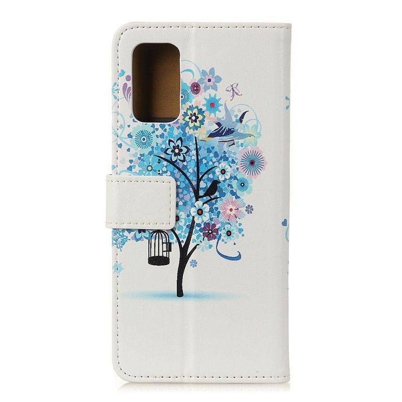 Etui Folio Huawei P40 Pro Plus Jasnoniebieski Kwitnące Drzewo