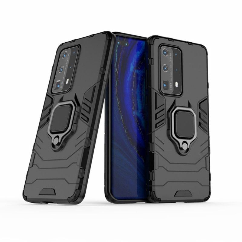 Etui Huawei P40 Pro Plus Czerwony Czarny Pierścień Oporowy Etui Ochronne