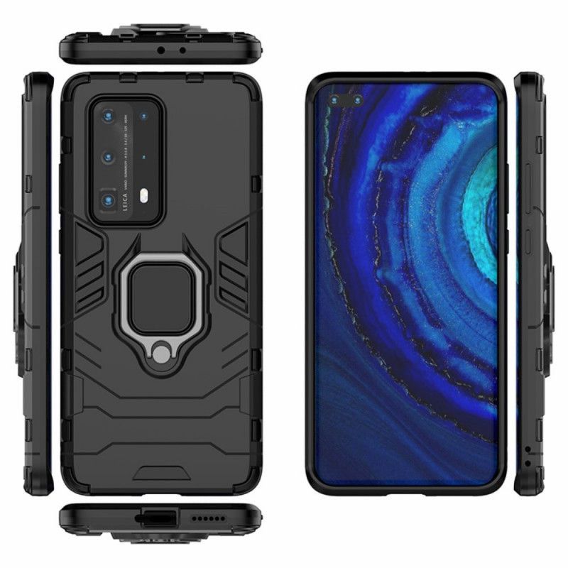 Etui Huawei P40 Pro Plus Czerwony Czarny Pierścień Oporowy Etui Ochronne