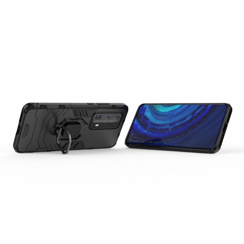 Etui Huawei P40 Pro Plus Czerwony Czarny Pierścień Oporowy Etui Ochronne