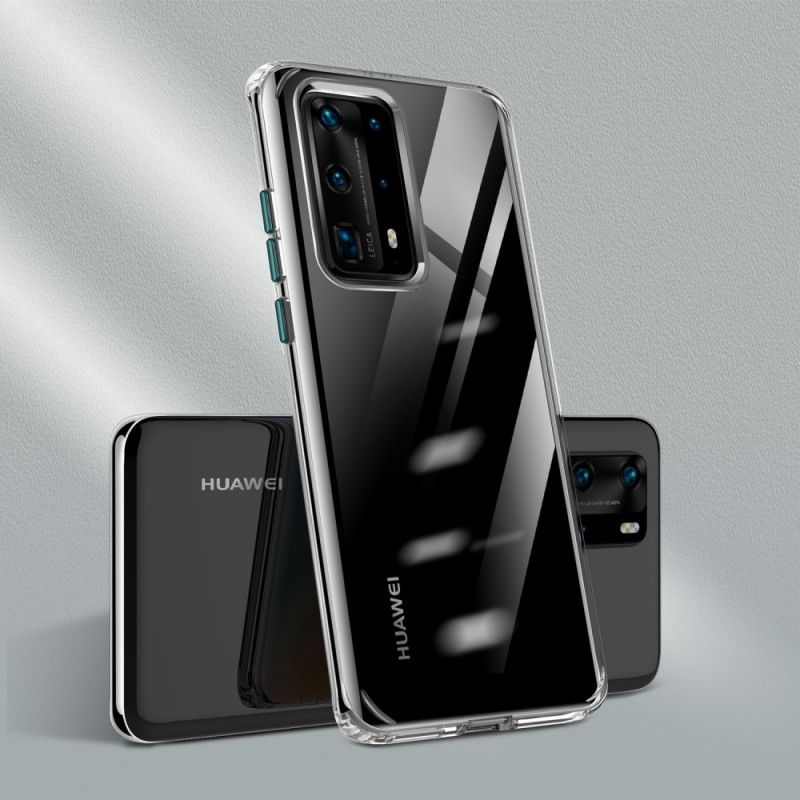 Etui Huawei P40 Pro Plus Czerwony Czarny Przezroczyste Kolorowe Przyciski