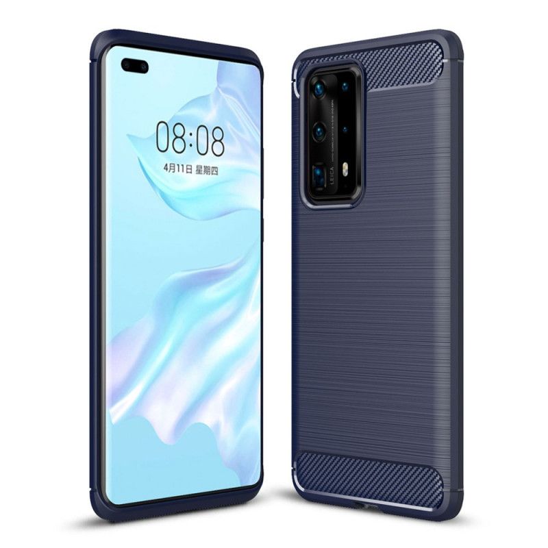 Etui Huawei P40 Pro Plus Czerwony Czarny Szczotkowane Włókno Węglowe