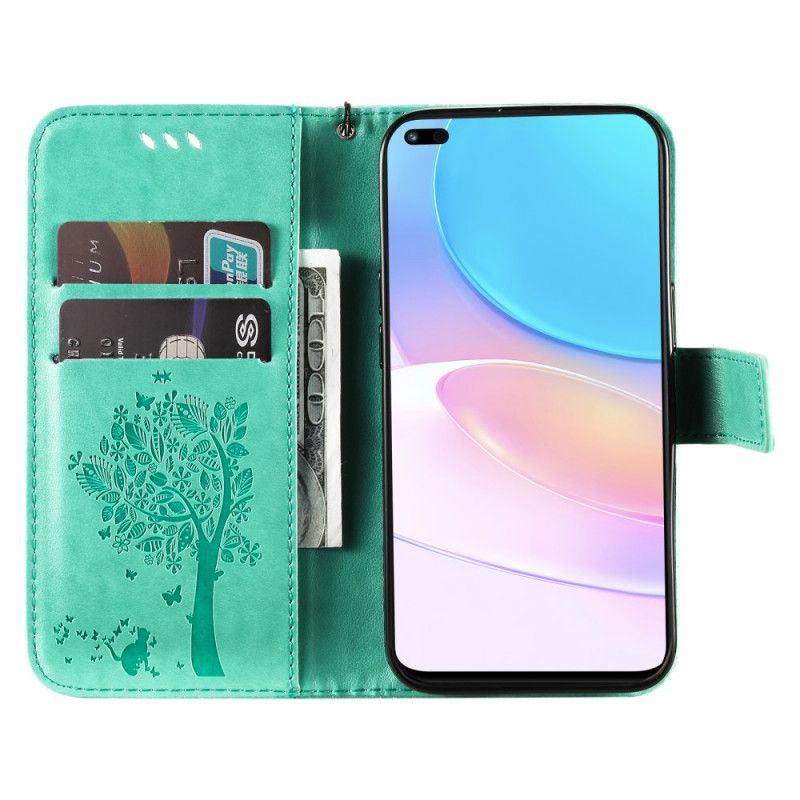 Etui Folio Do Huawei Nova 8i / Honor 50 Lite Drzewo I Stringi Kot