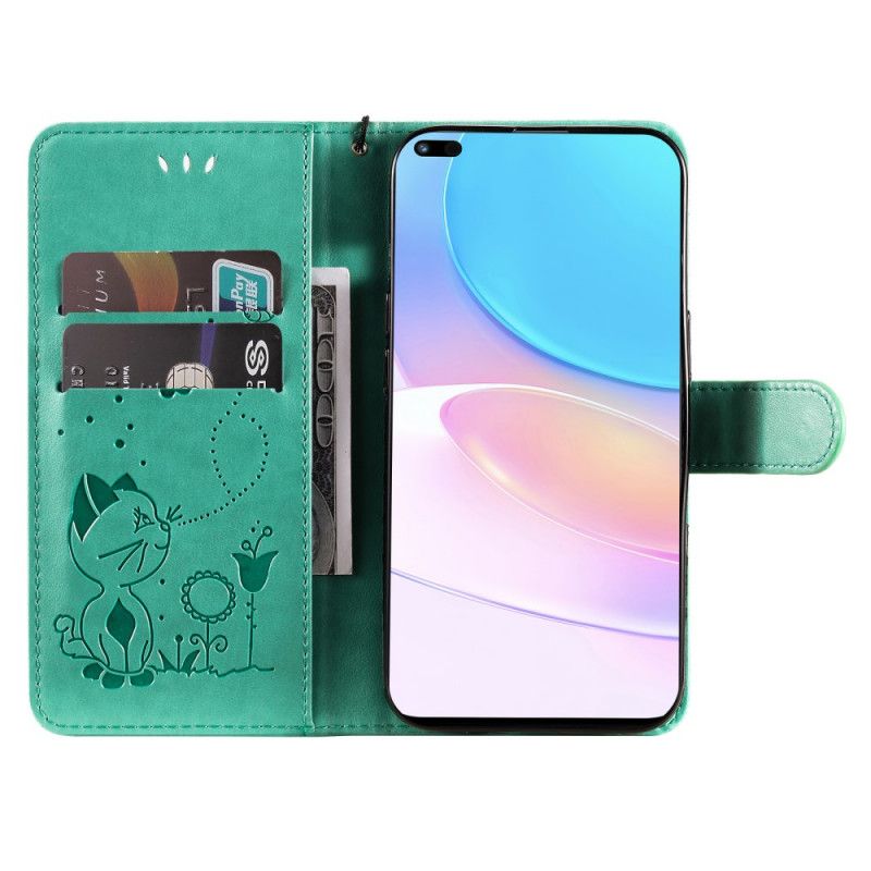 Etui Folio Huawei Nova 8i / Honor 50 Lite Kot I Pszczoła Stringi