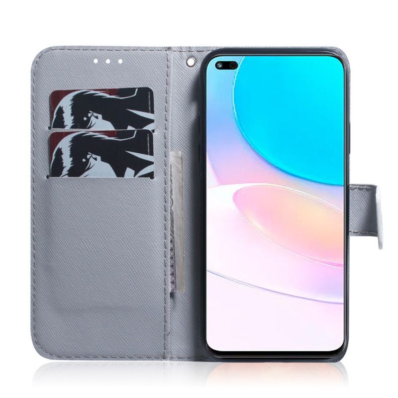 Etui Folio Huawei Nova 8i / Honor 50 Lite Malowanie Sów Etui Ochronne