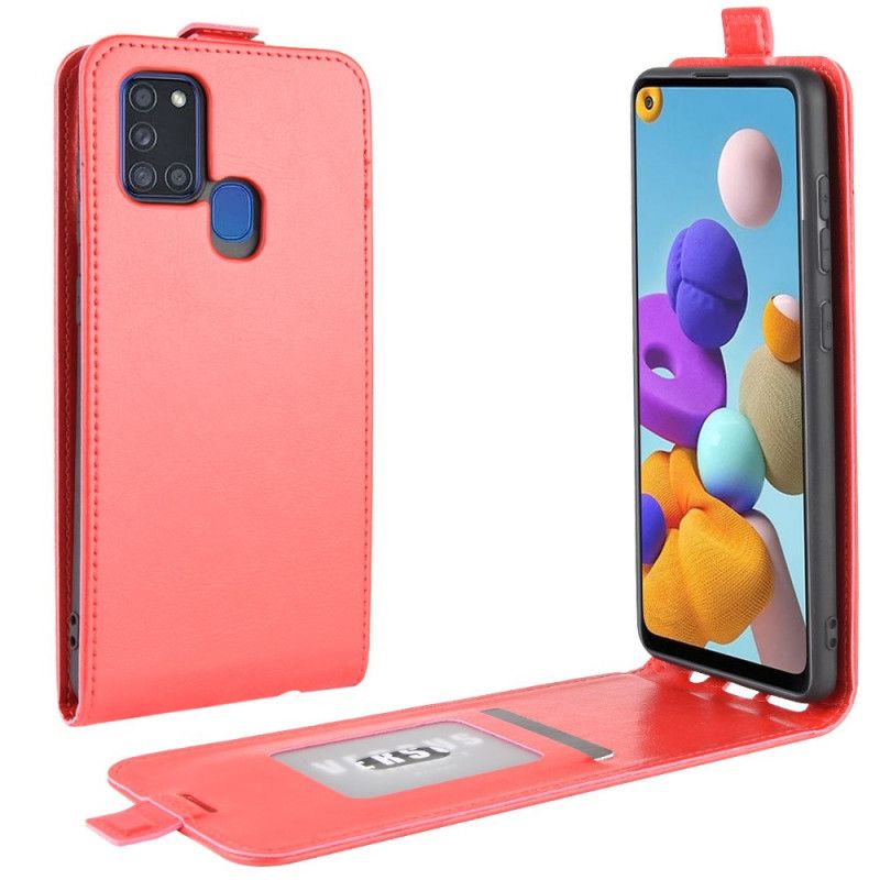 Etui Folio Samsung Galaxy A21s Biały Czarny Efekt Składanej Skóry Etui Ochronne