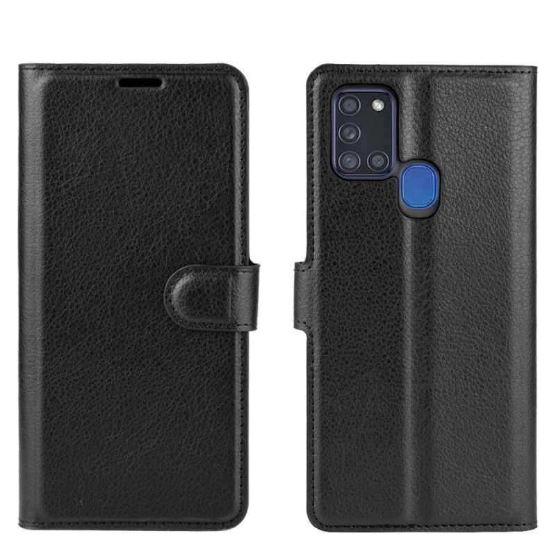 Etui Folio Samsung Galaxy A21s Biały Czarny Klasyczny Etui Ochronne