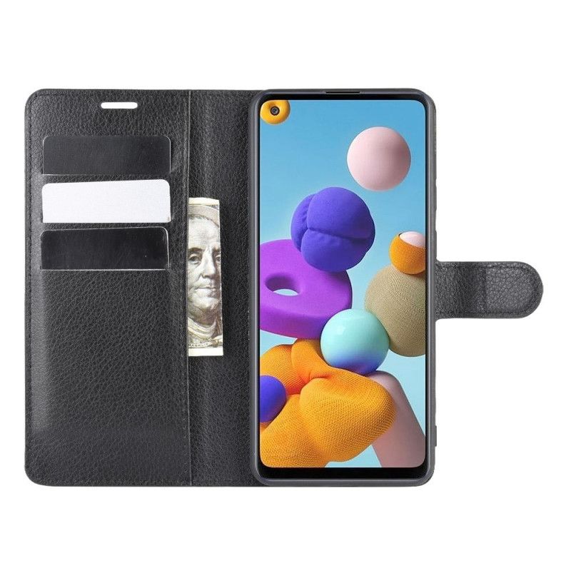 Etui Folio Samsung Galaxy A21s Biały Czarny Klasyczny Etui Ochronne