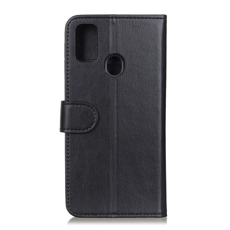 Etui Folio Samsung Galaxy A21s Czerwony Czarny Liczi Teksturowane Etui Ochronne