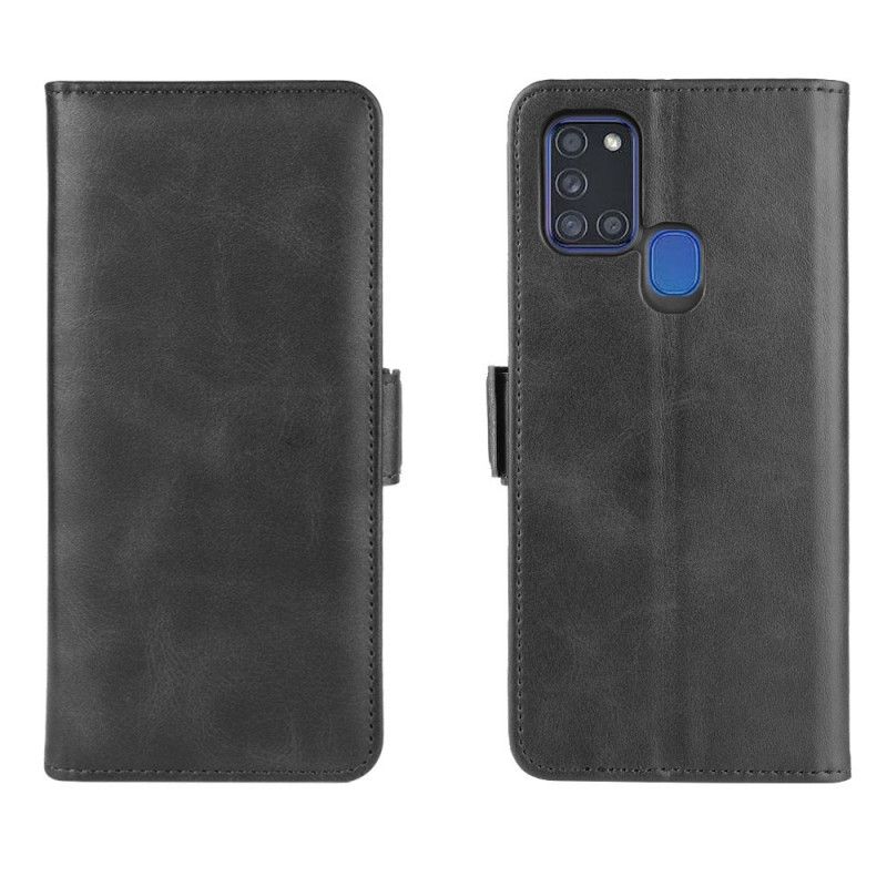 Etui Folio Samsung Galaxy A21s Czerwony Czarny Podwójna Klapa