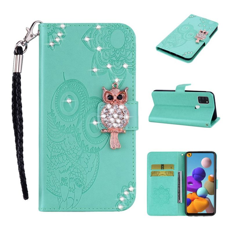 Etui Folio Samsung Galaxy A21s Czerwony Szary Mandala I Urok Sowy