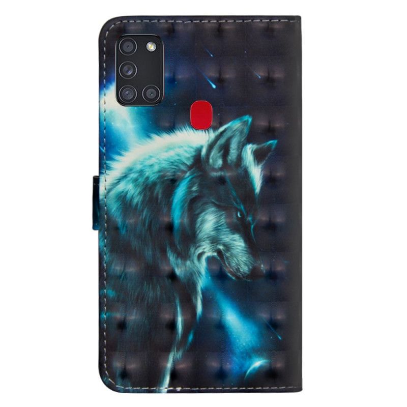 Etui Folio Samsung Galaxy A21s Majestatyczny Wilk Etui Ochronne