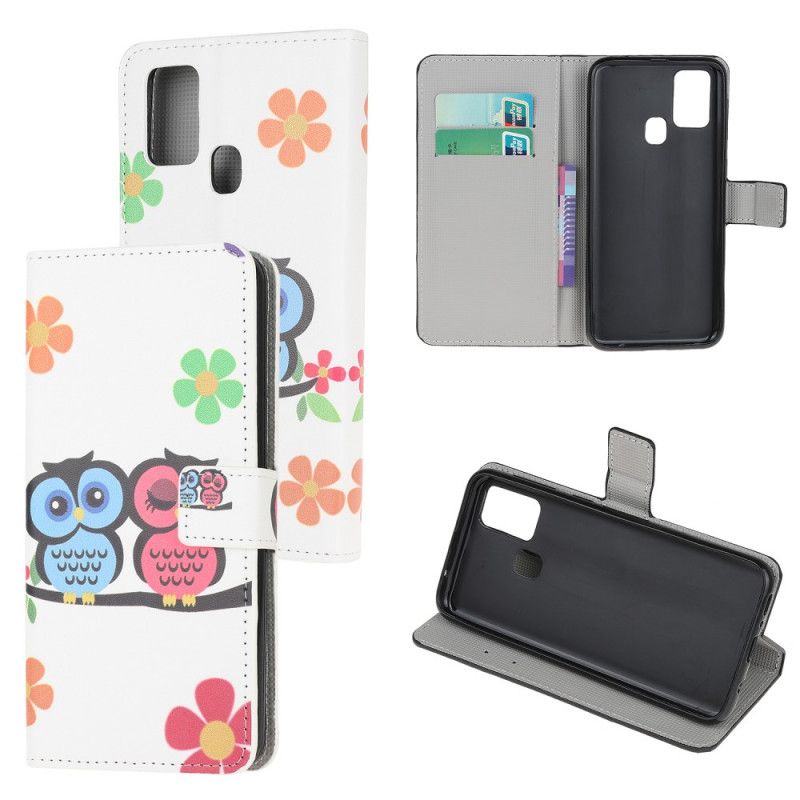 Etui Folio Samsung Galaxy A21s Rodzina Sów Etui Ochronne