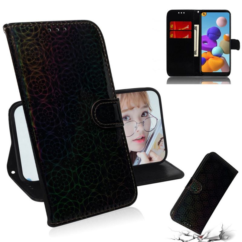 Etui Folio Samsung Galaxy A21s Szary Czarny Czysty Kolor