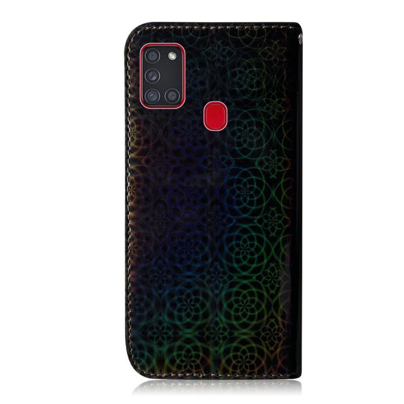 Etui Folio Samsung Galaxy A21s Szary Czarny Czysty Kolor