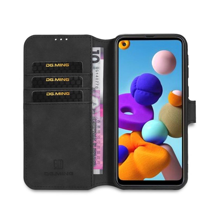 Etui Folio Samsung Galaxy A21s Szary Czarny Retro Dg.Ming