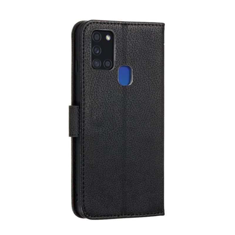 Etui Folio Samsung Galaxy A21s Szary Czarny Żyj Swoim Marzeniem Imitacja Skóry Etui Ochronne