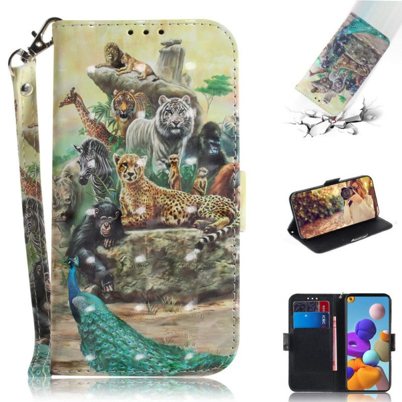 Etui Folio Samsung Galaxy A21s Zwierzęta Safari W Stringach Etui Ochronne