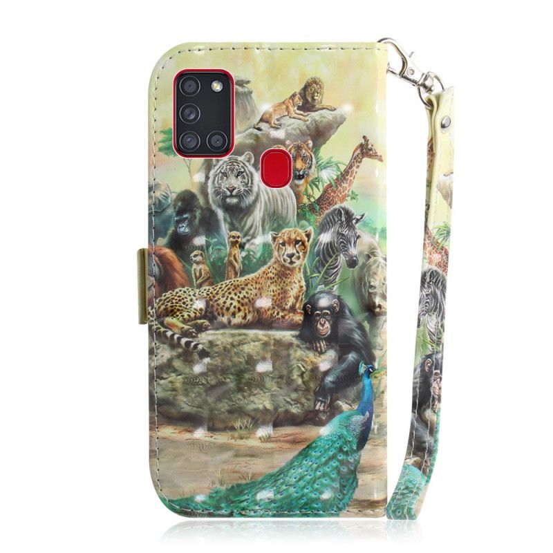 Etui Folio Samsung Galaxy A21s Zwierzęta Safari W Stringach Etui Ochronne