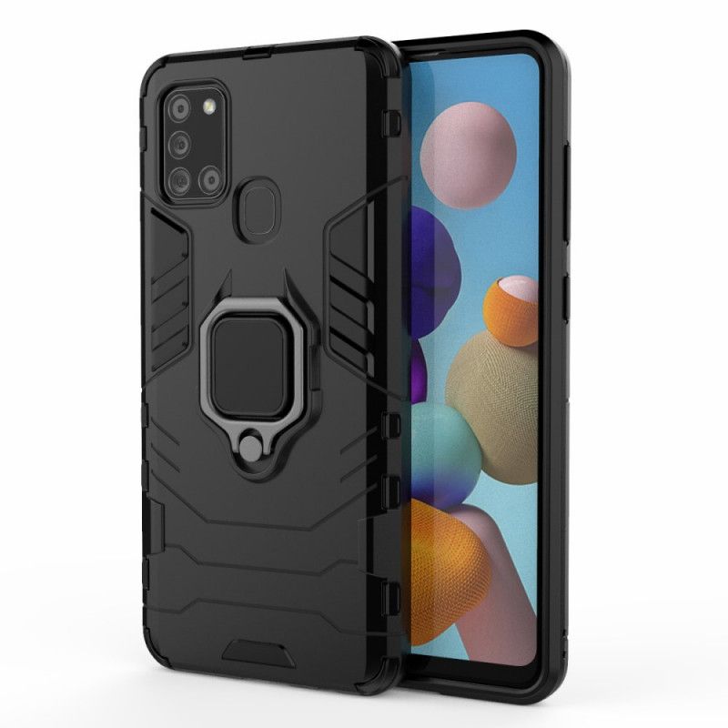 Etui Samsung Galaxy A21s Czerwony Czarny Pierścień Oporowy Etui Ochronne