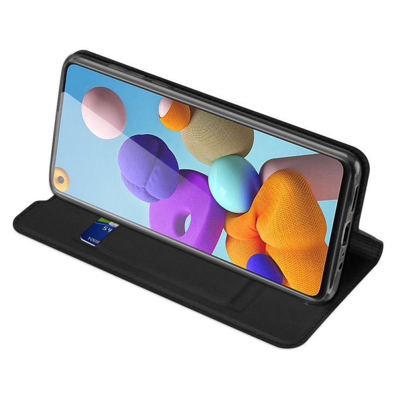 Flip Kotelot Samsung Galaxy A21s Granatowy Czarny Skóra Pro Dux Ducis Etui Ochronne