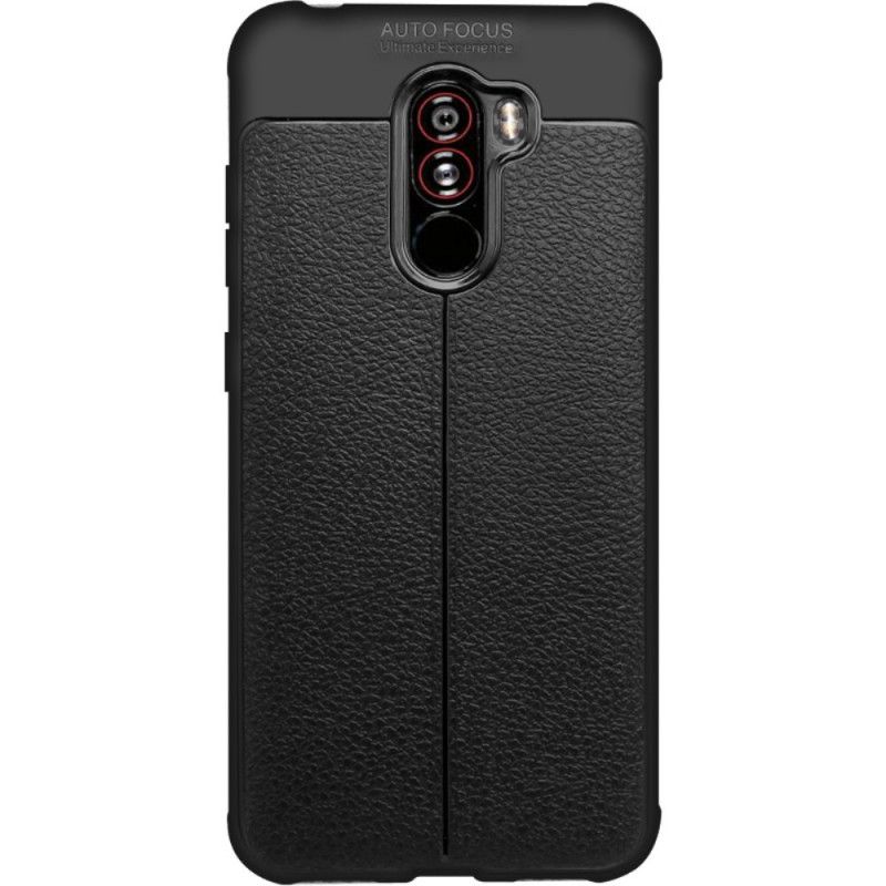 Etui Xiaomi Pocophone F1 Czarny Szwy Z Imitacji Skóry