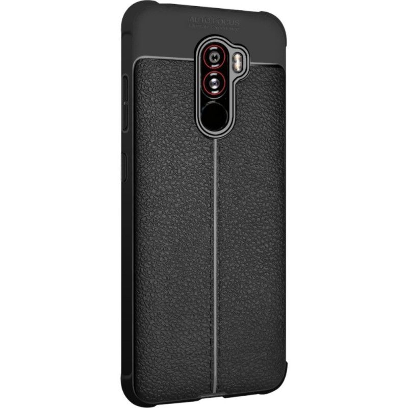 Etui Xiaomi Pocophone F1 Czarny Szwy Z Imitacji Skóry