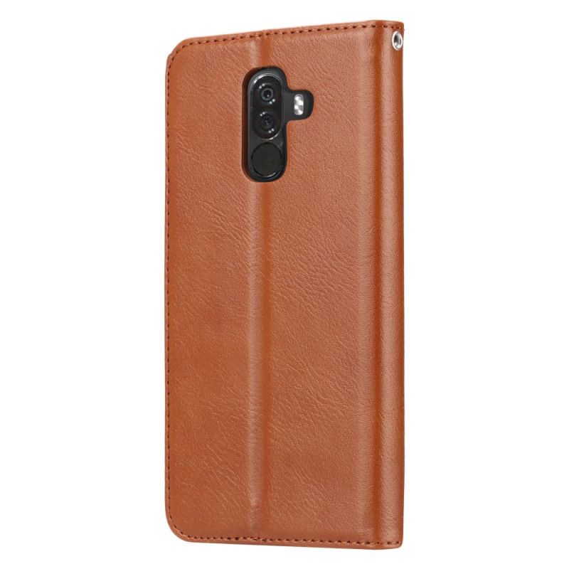 Flip Kotelot Xiaomi Pocophone F1 Czerwony Czarny Etui Na Karty Ze Sztucznej Skóry