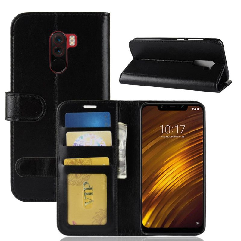 Obudowa Xiaomi Pocophone F1 Brązowy Czarny Ultra Sztuczna Skóra