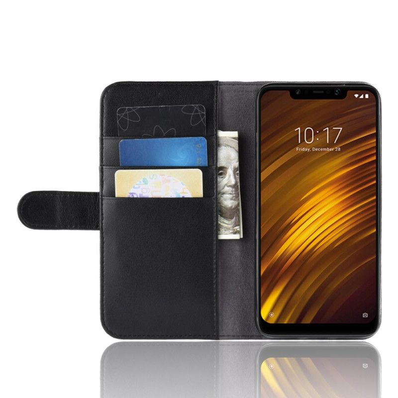 Pokrowce Xiaomi Pocophone F1 Brązowy Czarny Dwoina Skórzana